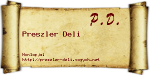 Preszler Deli névjegykártya